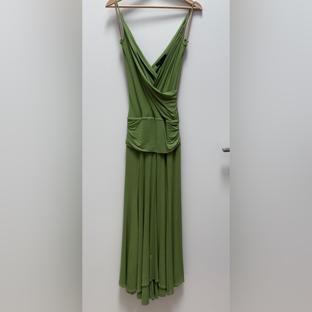 BCBGMaxAzria Green Ruched Midi Dress